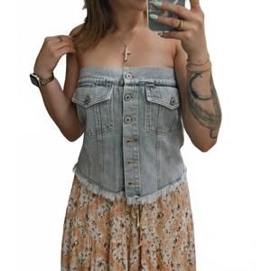 NEW MARIGOLD rustic rebel crop top in blue
